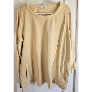 purejill oranically grown cotton tan sweatshirt pullover woman Sz‎ 2X w/pockets